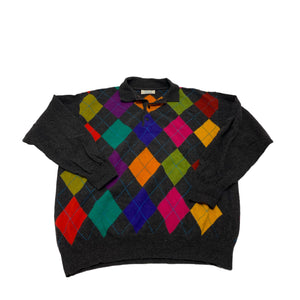 United Colors of Benetton Argyle Henley Sweater